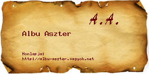 Albu Aszter névjegykártya